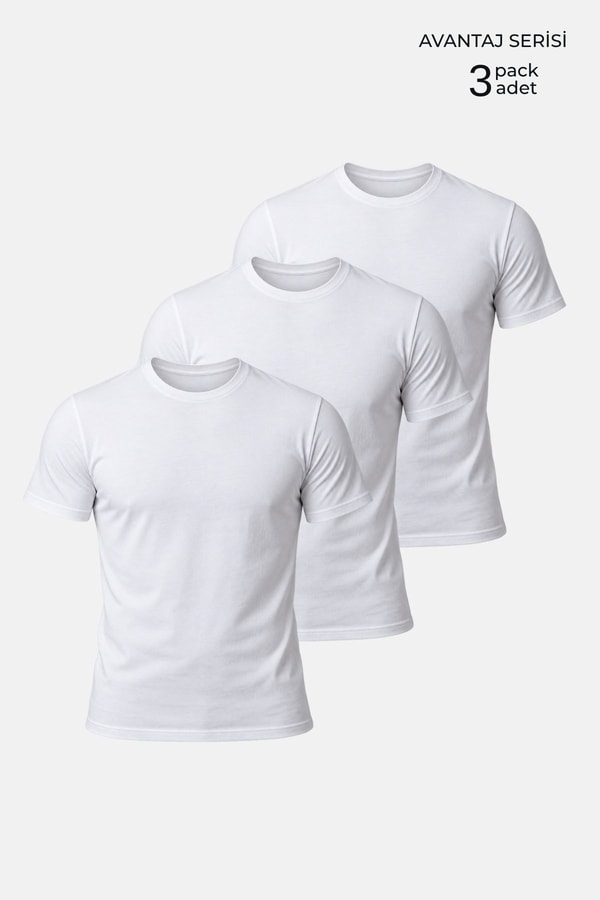 Mısırlı ORGANIC Pamuklu HERCULES Slim Fit Üçlü Fanila Beyaz