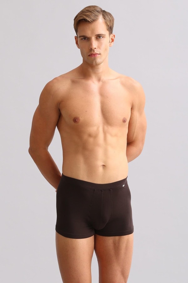 Mısırlı ORGANIC Pamuklu ZEUS LUXURY Regular Fit Metal Armalı Boxer Kahverengi