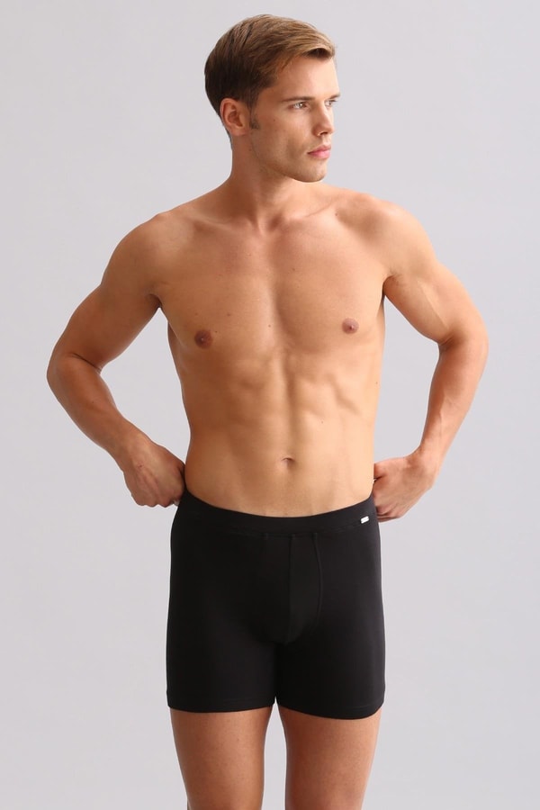 Mısırlı ORGANIC Pamuklu ZEUS LUXURY Regular Fit Metal Armalı Long Boxer Siyah
