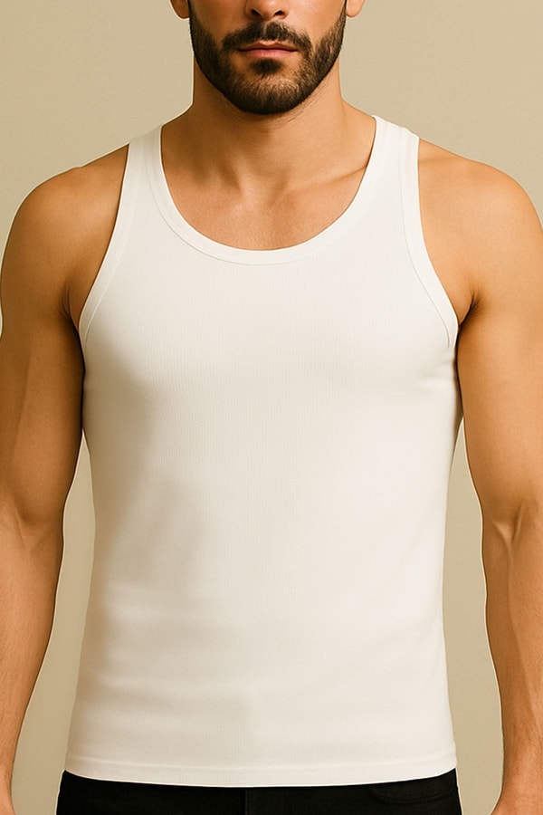 Mısırlı Organik Pamuklu Yazlık Regular Fit Atlet Beyaz