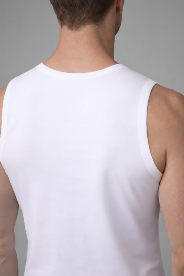 Mısırlı Pamuklu V Yaka Sıfır Kol Regular Fit Atlet Beyaz