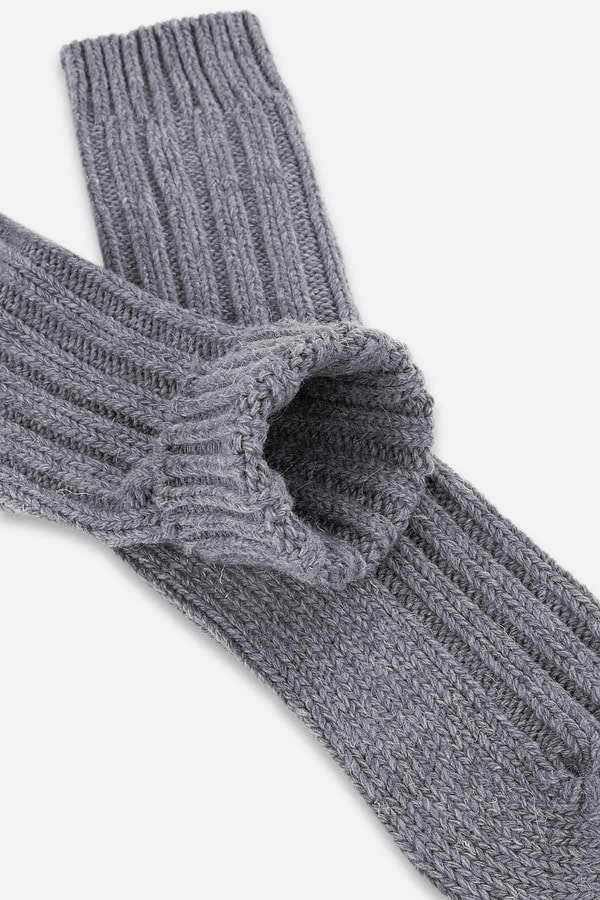 Mısırlı Unisex 5 Kat Alpaka Yünü Kışlık Tekli Soket Çorap Gri