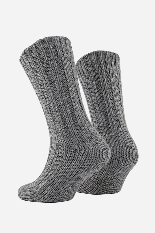 Mısırlı Unisex 5 Kat Alpaka Yünü Kışlık Tekli Soket Çorap Gri