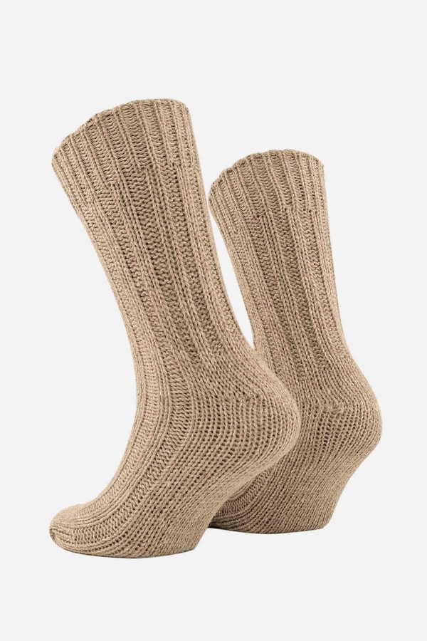 Mısırlı Unisex 5 Kat Alpaka Yünü Kışlık Tekli Soket Çorap Bej