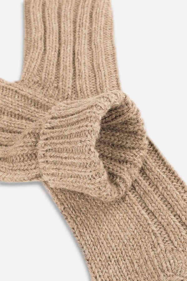 Mısırlı Unisex 5 Kat Alpaka Yünü Kışlık Tekli Soket Çorap Bej