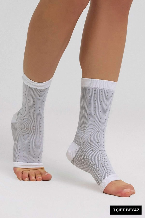 Mısırlı Unisex Ayak Bileği ve Topuk Destekleyici Burun Sıkılaştırıcı Çorap Beyaz