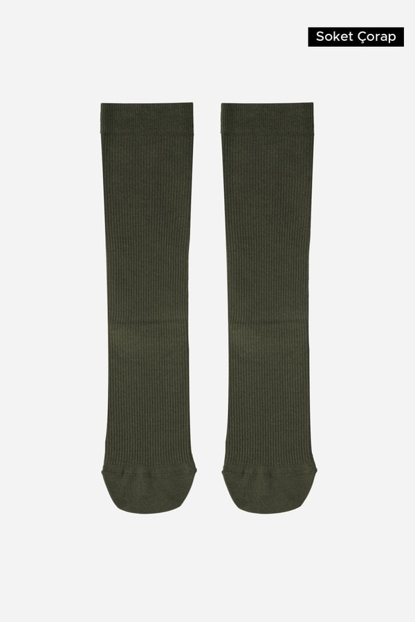 Mısırlı Unisex Bambu Özel Sıkılaştırıcı Teknolojiyle Uçuş ve Pilot Soket Çorap Haki