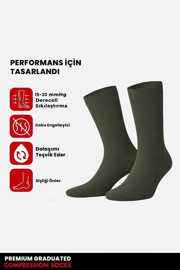 Mısırlı Unisex Bambu Özel Sıkılaştırıcı Teknolojiyle Uçuş ve Pilot Soket Çorap Haki
