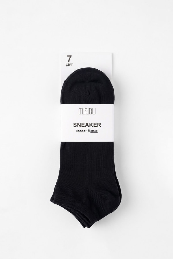 Mısırlı Unisex Modal Yedi Çift Patik Çorap Siyah