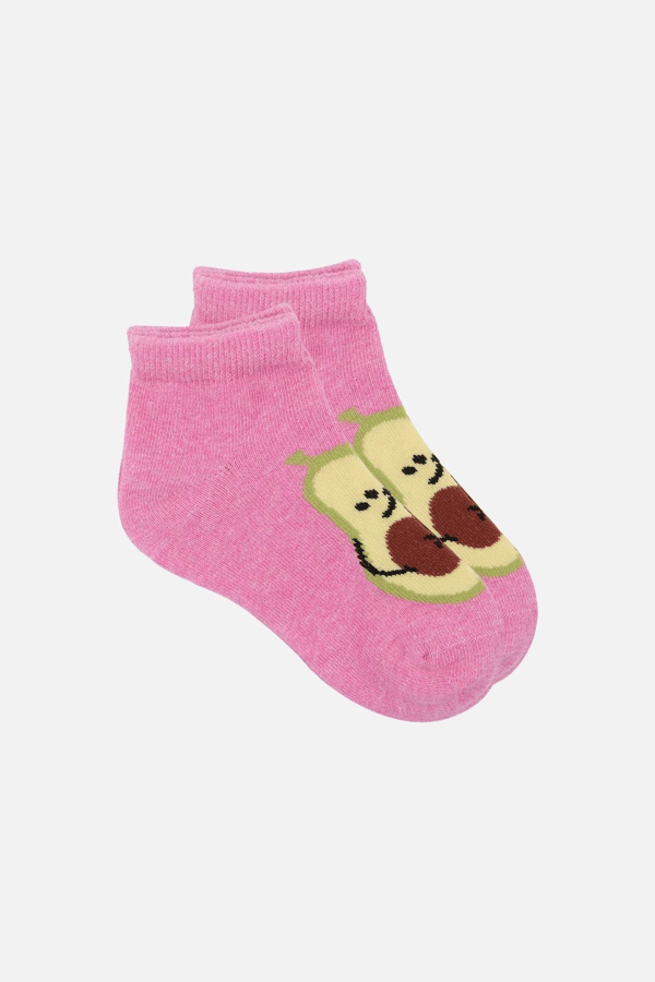 Mısırlı Unisex Pamuklu 3 Çift Avokado Desenli Çocuk Patik Çorap Avokado Desenli