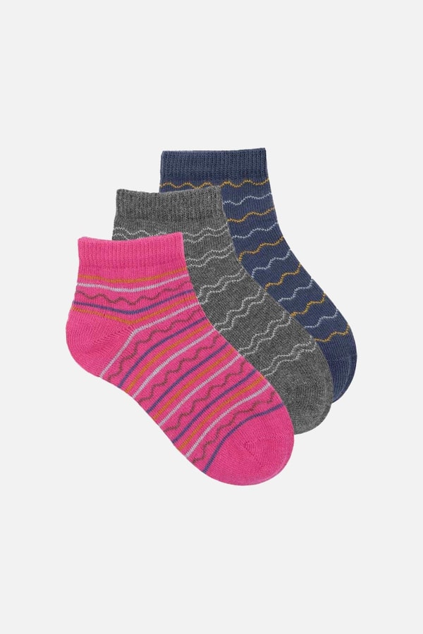 Mısırlı Unisex Pamuklu 3 Çift Bebek ve Çocuk Patik Çorap Çok Renkli