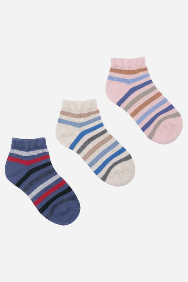 Mısırlı Unisex Pamuklu 3 Çift Çocuk Patik Çorap Çok Renkli