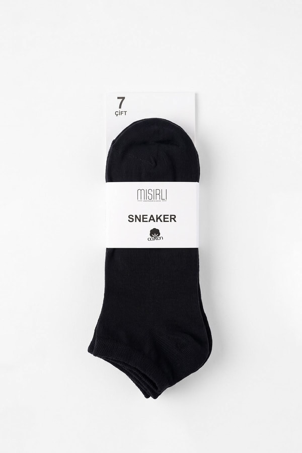 ORGANİK PAMUKLU Unisex 7 Çift Patik Çorap Siyah