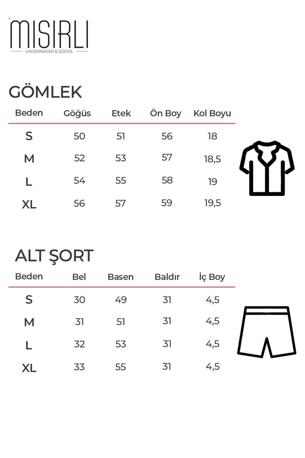 Pamuklu Kısa Kollu Gömlek Şortlu Takım Siyah