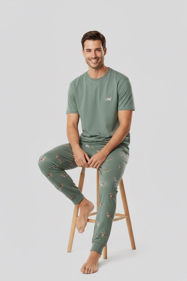 Pamuklu Kısa Kollu Pijama Takım Çağla Yeşili