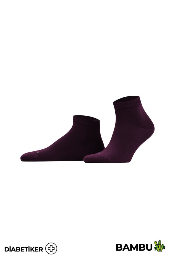 Unisex Bambu Diyabetik Sneaker Çorap Mor