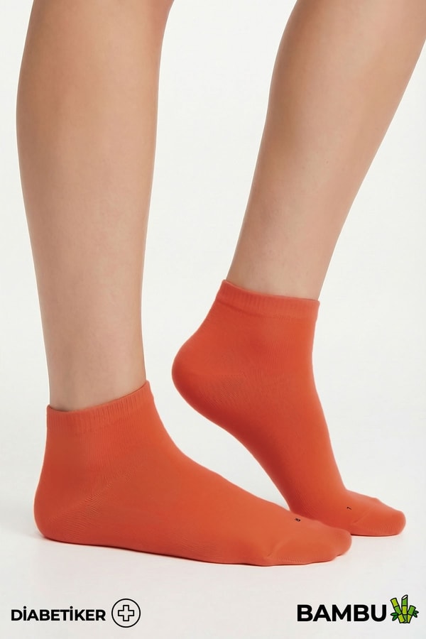 Unisex Bambu Diyabetik Sneaker Çorap Pas Kırmızı