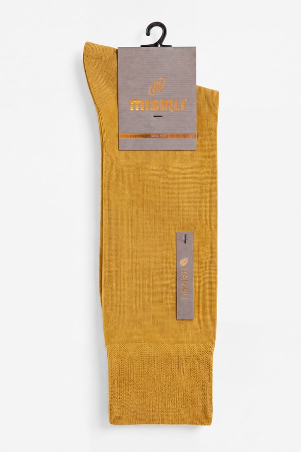 Unisex Bambu Microfiber Süper İnce Uzun Soket Çorap Hardal