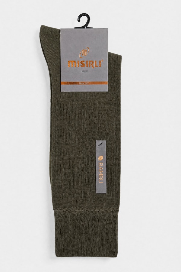 Unisex Bambu Microfiber Süper İnce Uzun Soket Çorap Koyu Haki