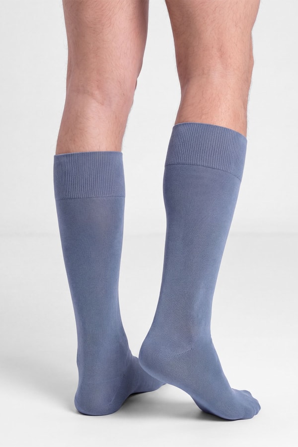 Unisex Bambu Microfiber Süper İnce Uzun Soket Çorap Gece Mavisi