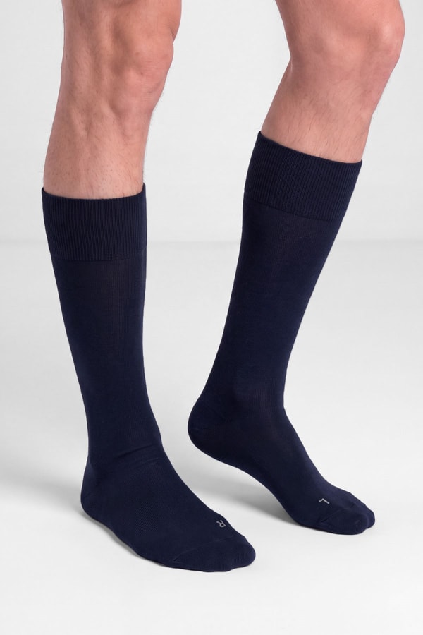 Unisex Bambu Microfiber Süper İnce Uzun Soket Çorap Lacivert