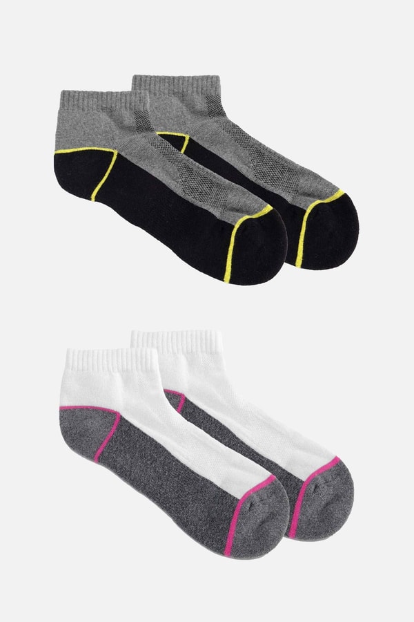 Unisex Coolmax 2 Çift Kısa Konç Çorap Siyah-Beyaz