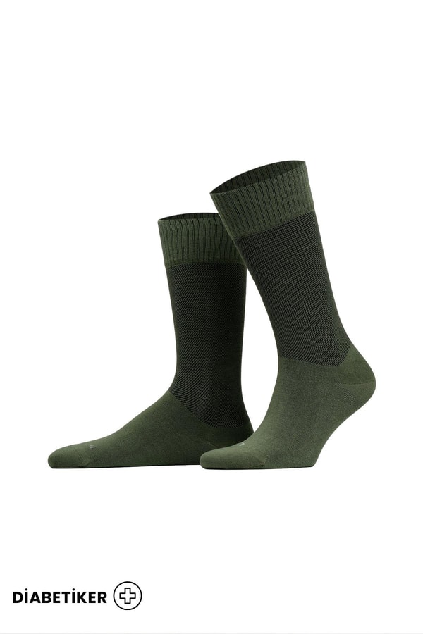 Unisex Diyabetik Bambu Soket Çorap Haki