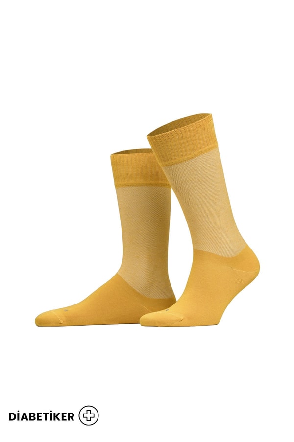 Unisex Diyabetik Bambu Soket Çorap Hardal