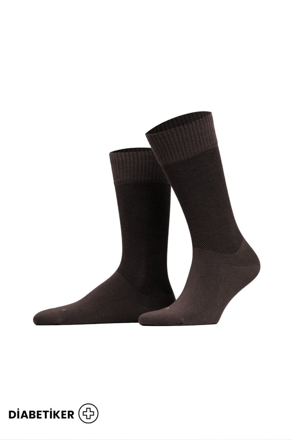 Unisex Diyabetik Bambu Soket Çorap Kahverengi