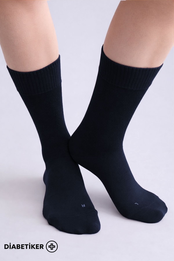Unisex Diyabetik Bambu Soket Çorap Lacivert