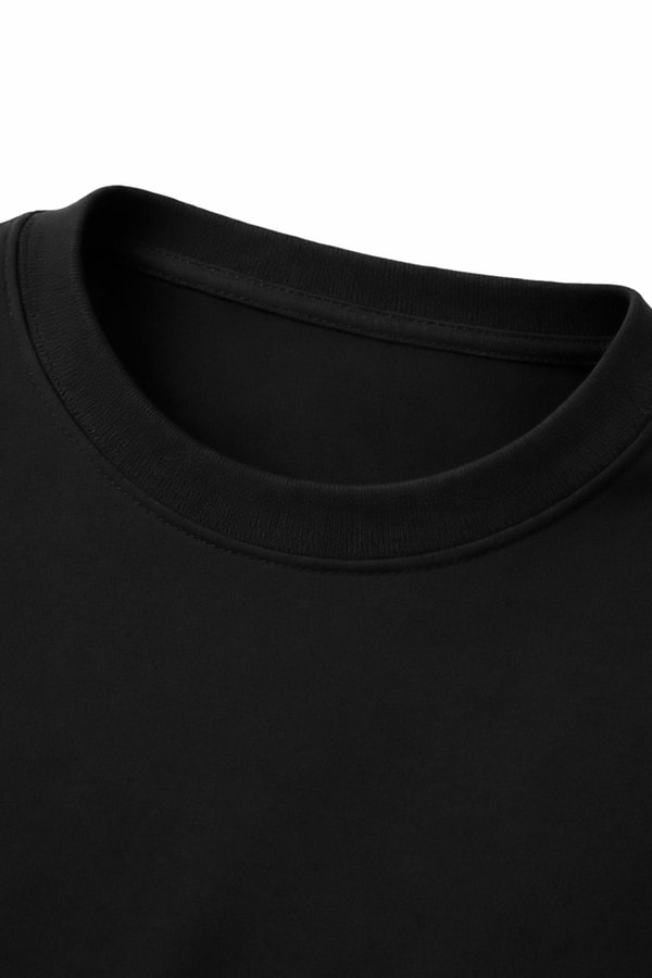Unisex Modal Bisiklet Yaka İkili Tişört Siyah