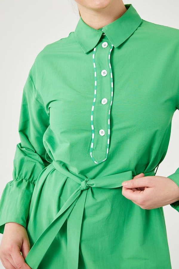 Benetton Çizgili Poplin Elbise