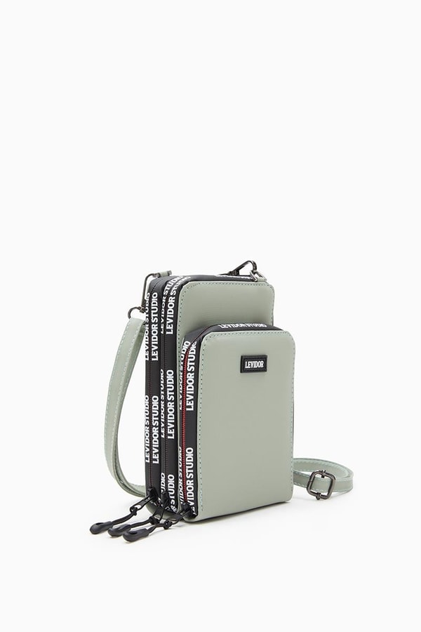 Mint Yeşili Baskılı Çok Bölmeli Cüzdan