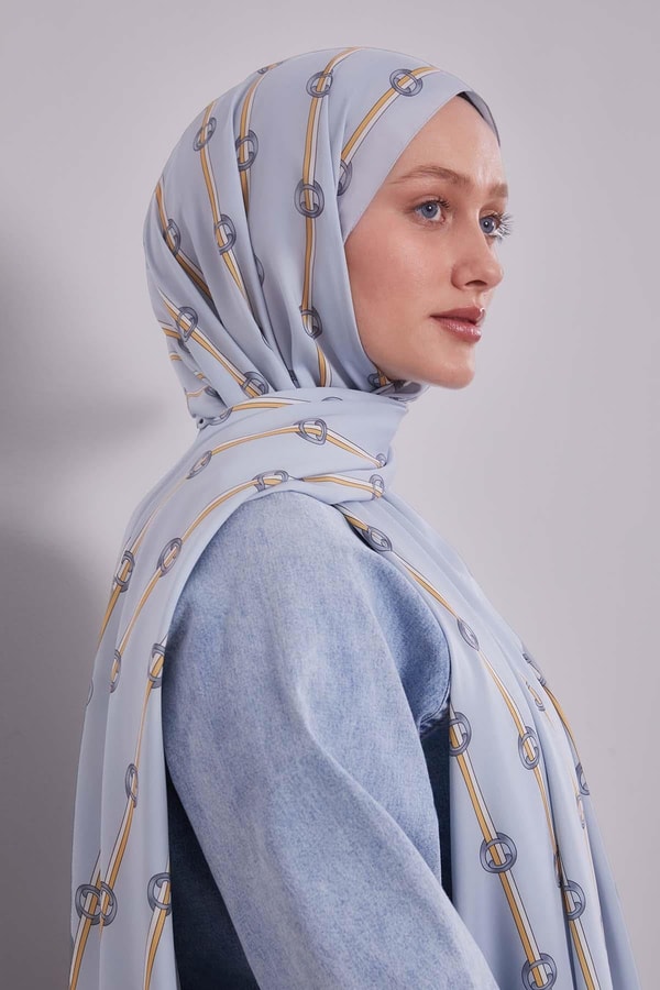 A.Mavi Çizgili Halka Desen Club Şal