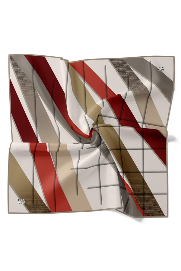 LevidorA.Vizon Şeritli Twill İpek Eşarp