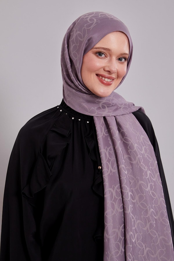 A.Lila Geometrik Desen Grazia Şal