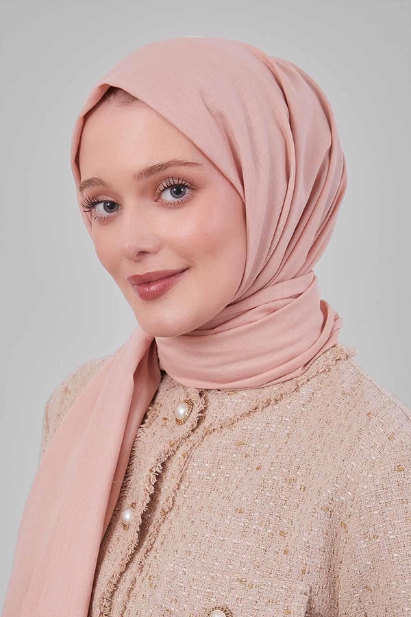 Açık Somon Düz Tensel Şal