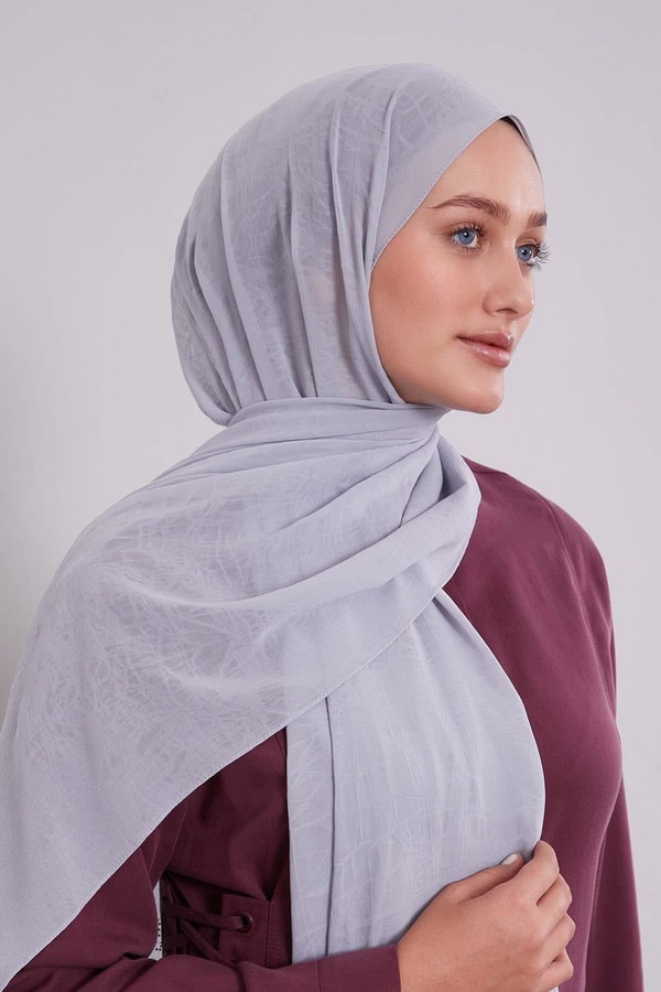 Açık Gri Frozen Krep Şal