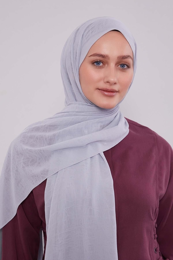 Açık Gri Frozen Krep Şal