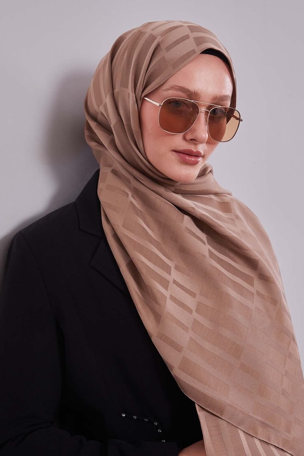 Açık Kahve Kesik Çizgili Blue Jakar Şal
