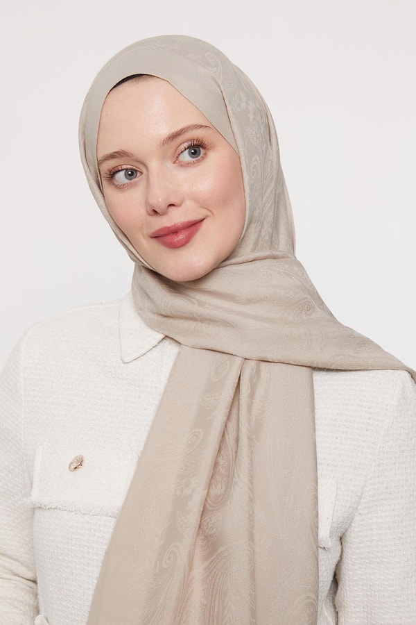Açık Vizon Hint Desen Grazia Şal