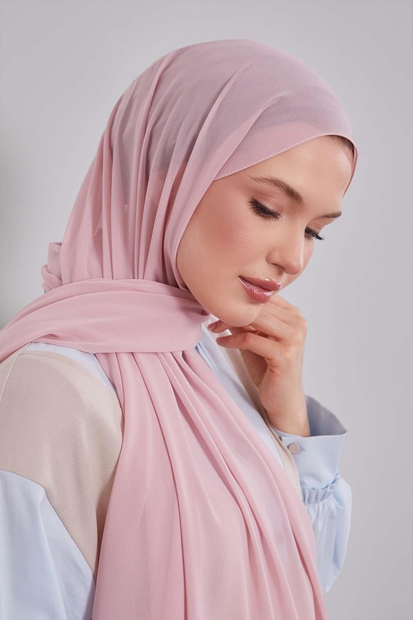 Açık Pembe Lux Şifon Şal