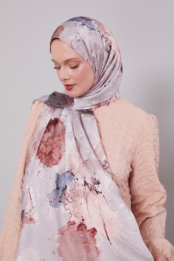 Açık Menekşe Batik Desen Twill Şal