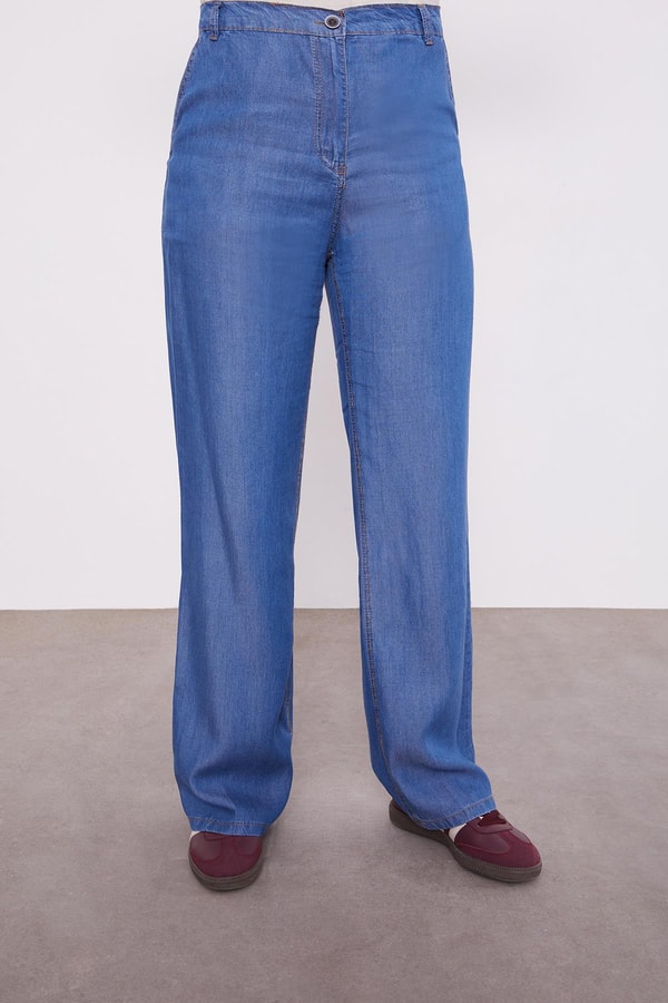 Açık Mavi Cep Taşlı Denim İkili Takım