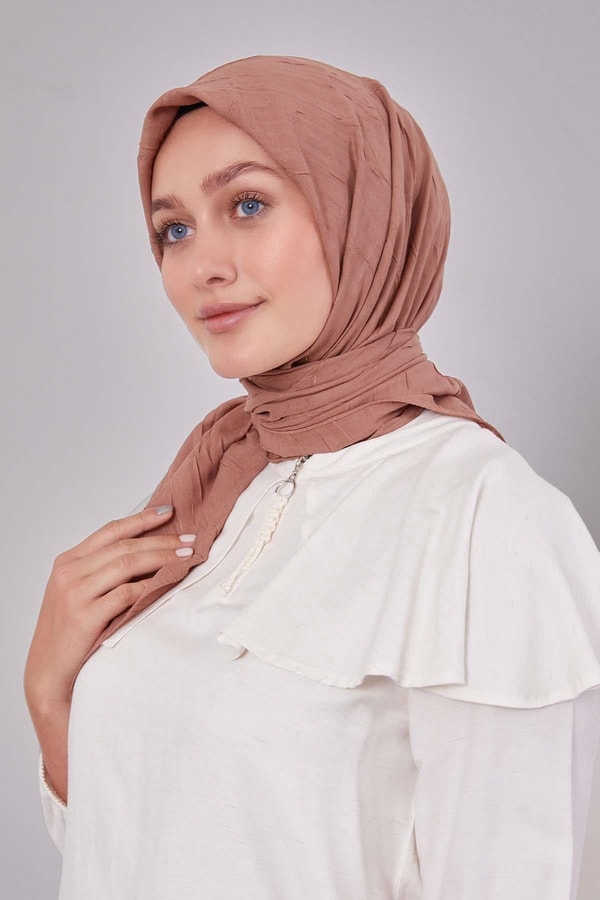 Açık Kahve Kraş Şifon Eşarp