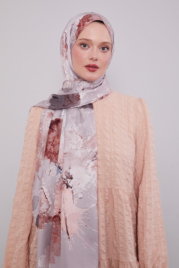 Açık Menekşe Batik Desen Twill Şal