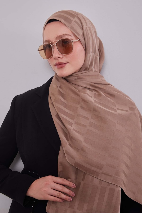 Açık Kahve Kesik Çizgili Blue Jakar Şal