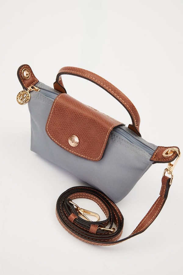 A.Mavi Deri Kapak Detaylı El Çantası