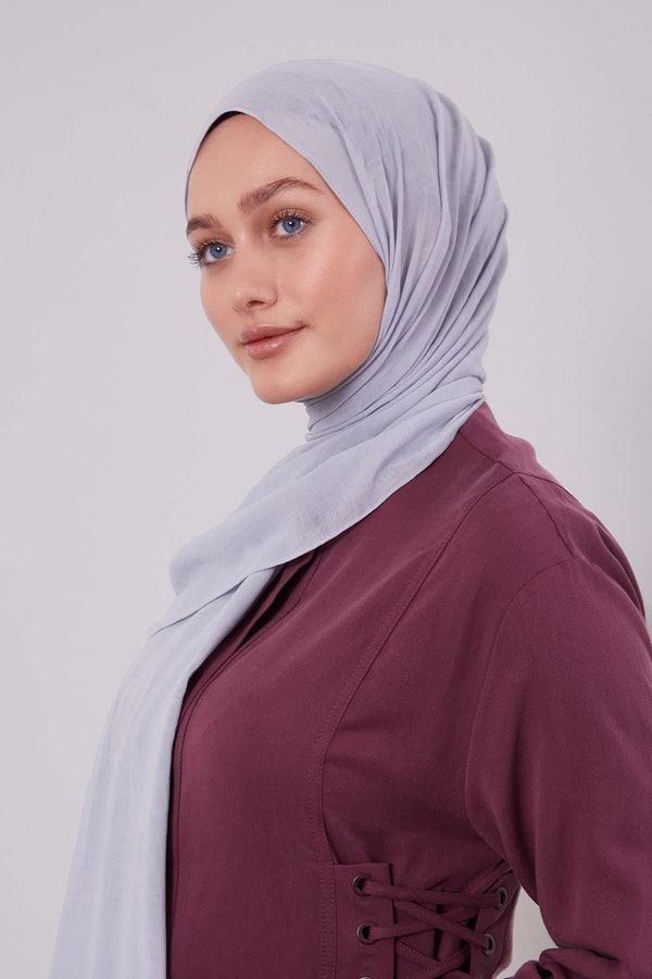Açık Gri Frozen Krep Şal