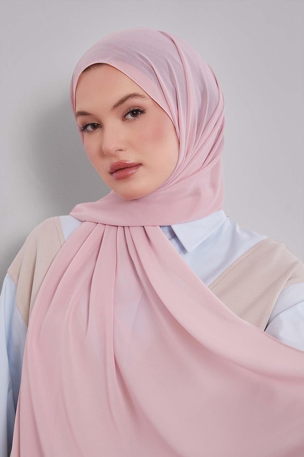 Açık Pembe Lux Şifon Şal